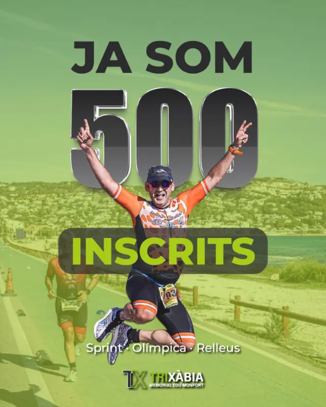 🎉 JA SOM 500!
La família del TriXàbia 2025 no para de créixer… i tu encara estàs a temps d’unir-te! 🙌

🔗 Inscripcions obertes a 👉 www.trixabia.org
🏊‍♂️🚴‍♀️🏃‍♂️ Modalitat Sprint · Olímpica · Relleus
📅 28 de setembre | 📍 Xàbia

#TriXàbia2025 #JaSom500 #TriatlóXàbia #PreuReduït #InscripcionsObertes #SprintiOlímpica #RelleusMixtos #ViuElTriatló #SetembreÉsTriXàbia #EsportAmbPassió